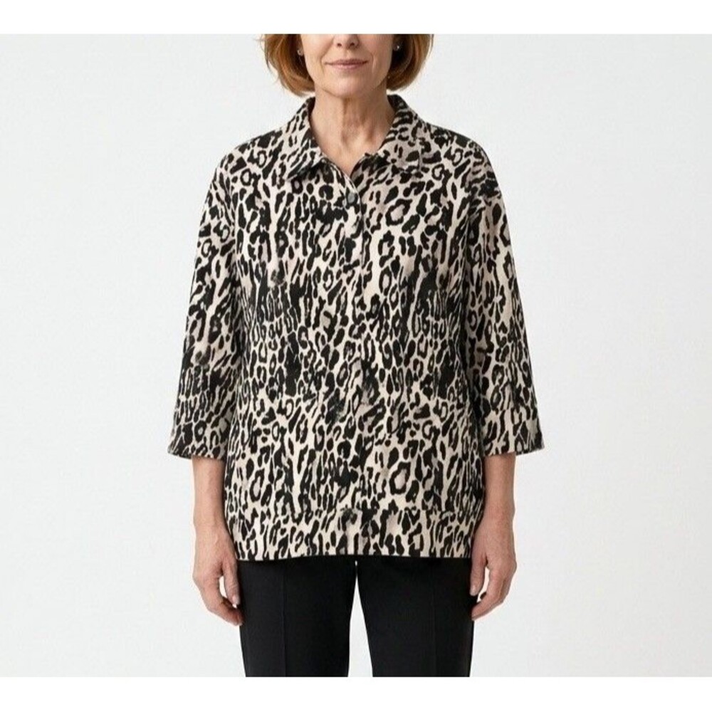 Vicki wayne Leopard Print Blouse Pullover, 3/4 sleeve Plus size 2X